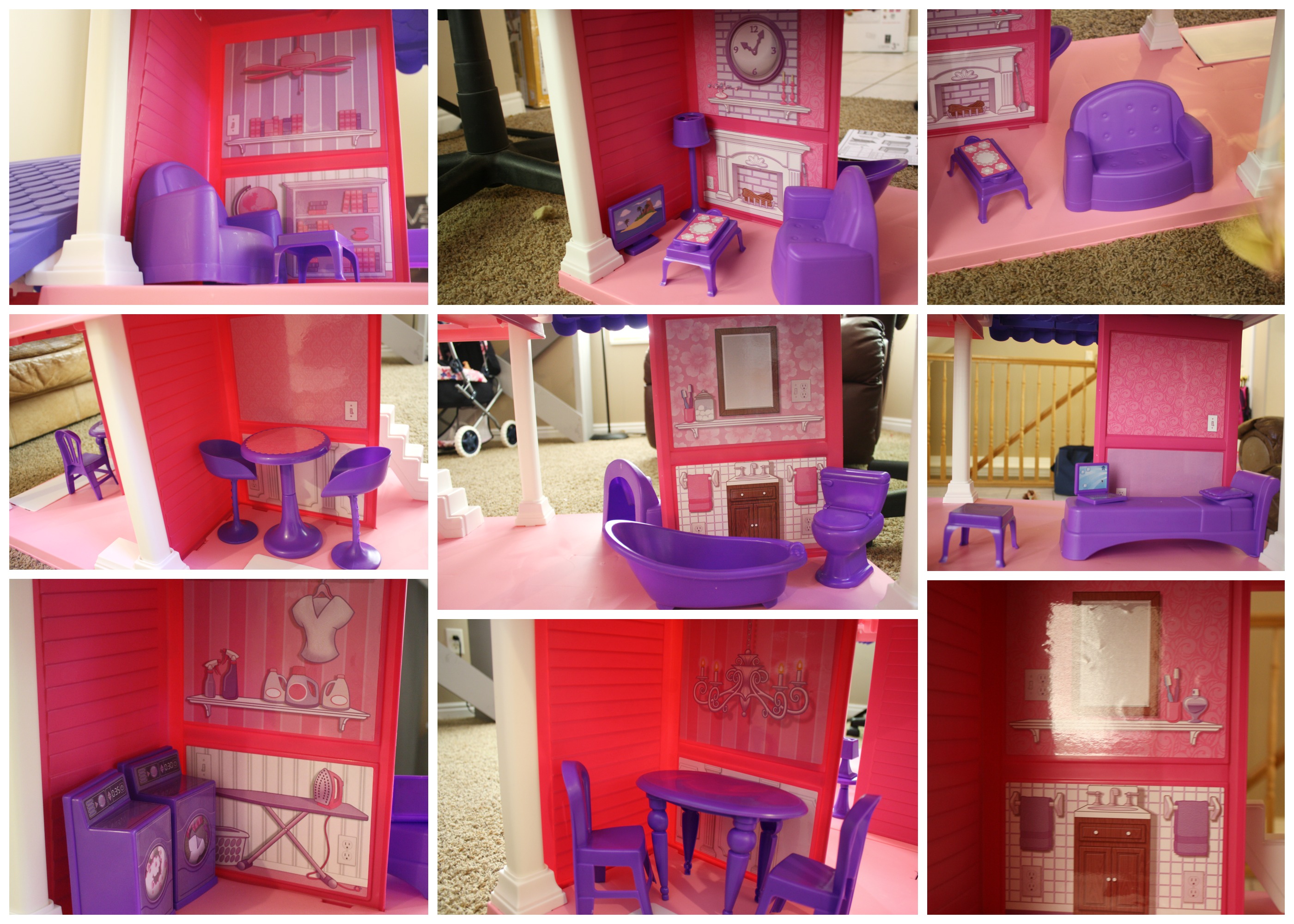 American Plastic Toys Inc Pink & Purple 3-Story Doll House Set