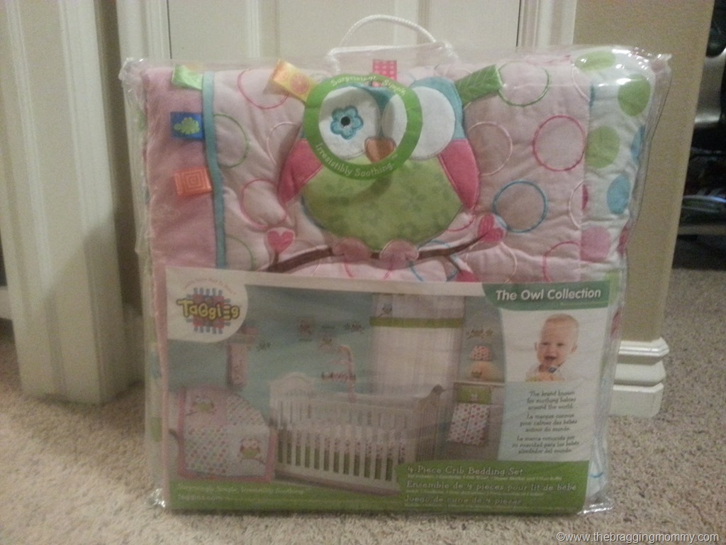 Nursery Makeover ~ Taggies Soft ‘n Snug Bouncer And Owl 4 Piece Crib Bedding Set Review 