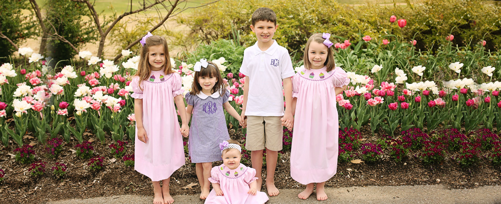 monogrammed-dress-monogrammed-boy-polo-shirt-and-cupcake-smocked-dress-hairbow-banner