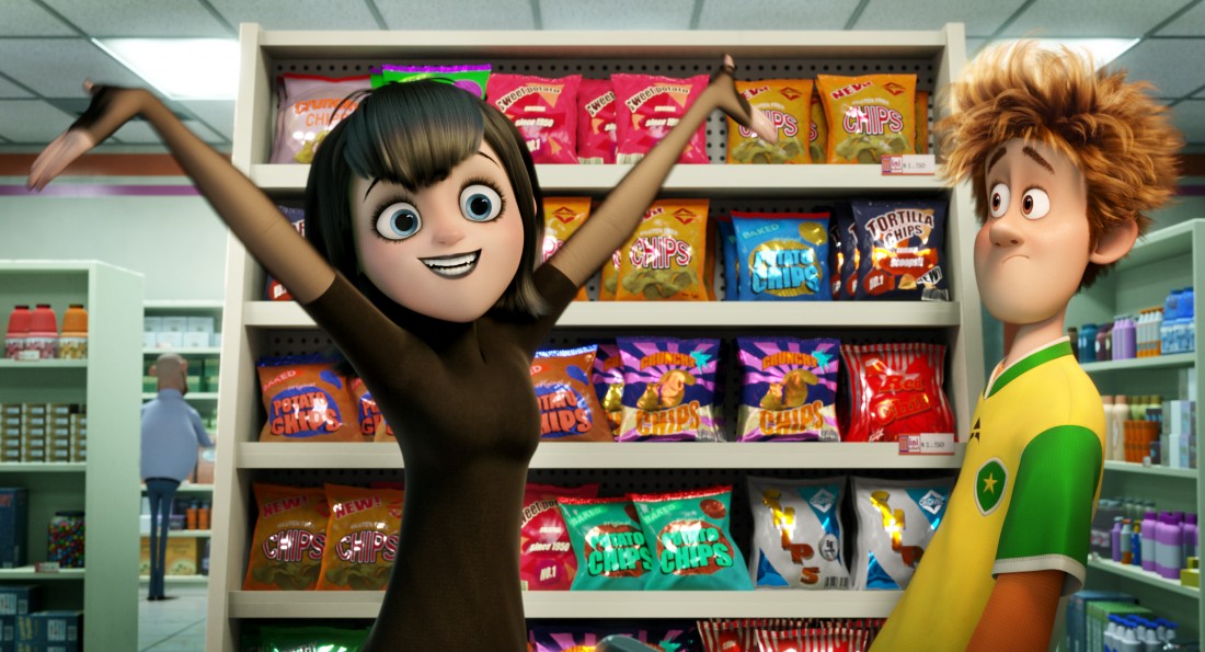 Mavis (Selena Gomez) and Jonathan (Andy Samberg) in Columbia Pictures and Sony Pictures Animation's HOTEL TRANSYLVANIA 2.