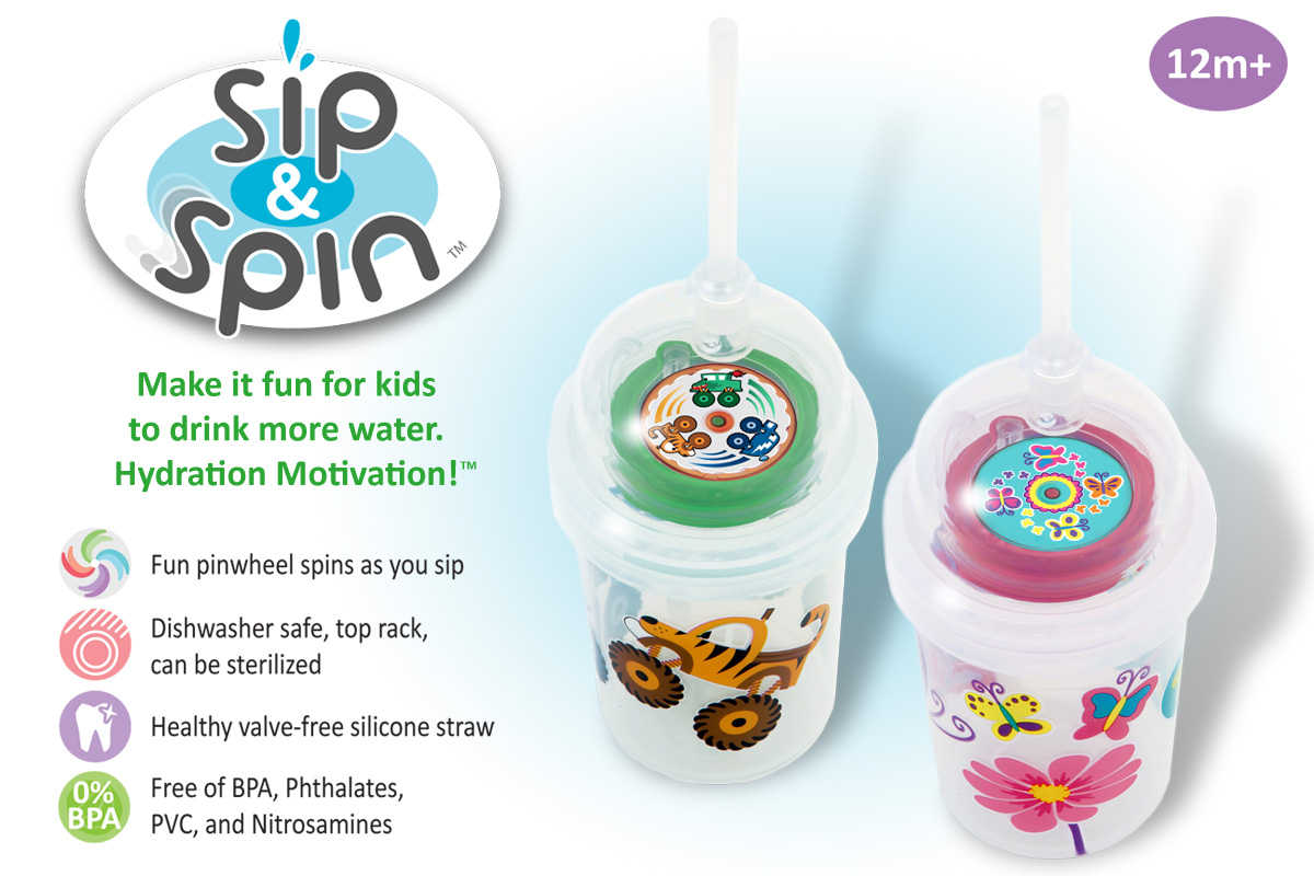 nuSpin Kids 8 oz Zoomi Straw Sippy Cup, Butterflies Style