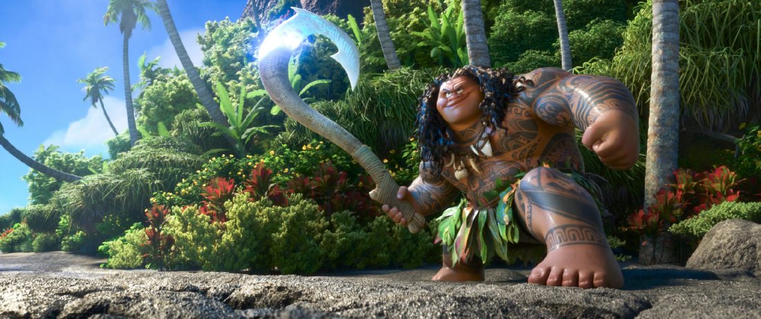 MAUI is a demigod—half god, half mortal, all awesome. Charismatic and funny, he wields a magical fishhook that allows him to  shapeshift into all kinds of animals and pull up islands from the sea. Featuring Dwayne Johnson as the voice of Maui, Walt Disney Animation Studios' “Moana” sails into U.S. theaters on Nov. 23, 2016. ©2016 Disney. All Rights Reserved.