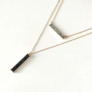 black_and_gun_metal_layered_druzy_bar_necklace